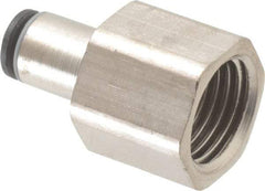 Legris - 4mm Outside Diam, 1/4 BSPP, Nickel Plated Brass Push-to-Connect Tube Female Connector - 290 Max psi - Exact Tool & Supply