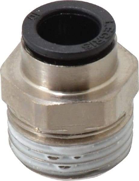 Legris - 10mm Outside Diam, 1/2 BSPT, Nickel Plated Brass Push-to-Connect Tube Male Connector - 290 Max psi - Exact Tool & Supply