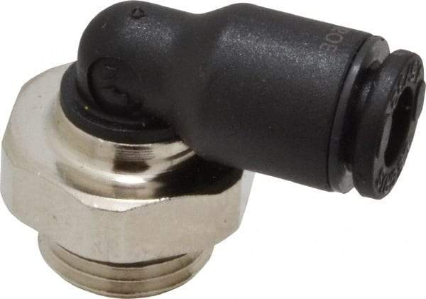 Legris - 4mm OD, 1/8 BSPP, Nylon/Nickel Plated Brass Push-to-Connect Male Elbow - 290 Max psi - Exact Tool & Supply