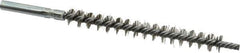 Schaefer Brush - 3" Brush Length, 5/16" Diam, Double Stem, Single Spiral Tube Brush - 4-1/2" Long, Stainless Steel, 8-32 Female Connection - Exact Tool & Supply