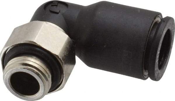 Legris - 8mm OD, 1/8 BSPP, Nylon/Nickel Plated Brass Push-to-Connect Male Elbow - 290 Max psi - Exact Tool & Supply