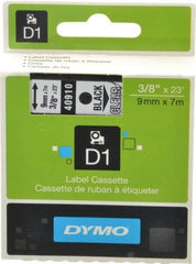 Dymo - 276" Long, Black Tape Cassette - 3/8" Wide, 23' Long - Exact Tool & Supply