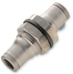 Legris - 10mm Outside Diam, Stainless Steel Push-to-Connect Bulkhead Union - 435 Max psi, Tube to Tube Connection, FKM O-Ring - Exact Tool & Supply
