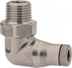 Legris - 4mm Outside Diam, 1/8 BSPT, Stainless Steel Push-to-Connect Male Elbow - 290 Max psi, Tube to Male BSPT Connection, FKM O-Ring - Exact Tool & Supply