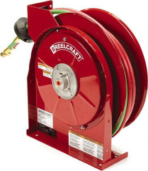 Reelcraft - 13-3/4" Long x 6" Wide x 14-1/2" High, 1/4" ID, Welding Hose Reel - 25' Hose Length, 200 psi Working Pressure, Hose Included - Exact Tool & Supply