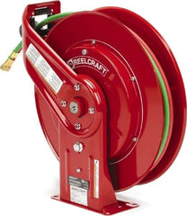 Reelcraft - 19" Long x 7" Wide x 20-1/4" High, 1/4" ID, Welding Hose Reel - 50' Hose Length, 200 psi Working Pressure, Hose Included - Exact Tool & Supply