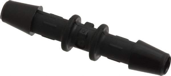 Made in USA - 3/16" Barb, Nylon Single Barbed Tube Splicer - Black - Exact Tool & Supply