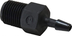 Made in USA - 1/8" Barb, 1/8, Nylon Single Barbed Tube Adapter - Black, Male - Exact Tool & Supply