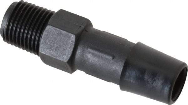 Made in USA - 3/8" Barb, 3/8, Nylon Single Barbed Tube Adapter - Black, Male - Exact Tool & Supply