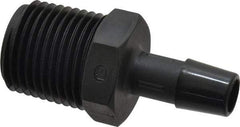 Made in USA - 3/8" Barb, 3/8, Nylon Single Barbed Tube Adapter - Black, Male - Exact Tool & Supply