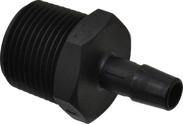 Made in USA - 3/8" Barb, 3/8, Nylon Single Barbed Tube Adapter - Black, Male - Exact Tool & Supply