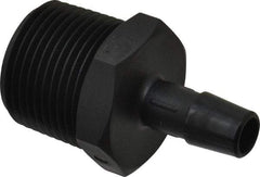Made in USA - 3/8" Barb, 3/8, Nylon Single Barbed Tube Adapter - Black, Male - Exact Tool & Supply