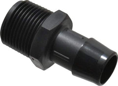 Made in USA - 3/4" Barb, 3/4, Nylon Single Barbed Tube Adapter - Black, Male - Exact Tool & Supply
