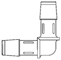 Made in USA - 1/8" Barb, Polypropylene Single Barbed Tube Elbow - Natural - Exact Tool & Supply