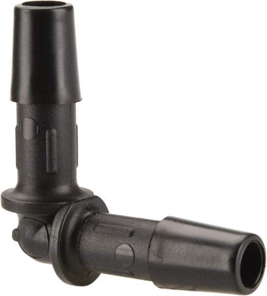 Made in USA - 1/4" Barb, Nylon Single Barbed Tube Elbow - Black - Exact Tool & Supply