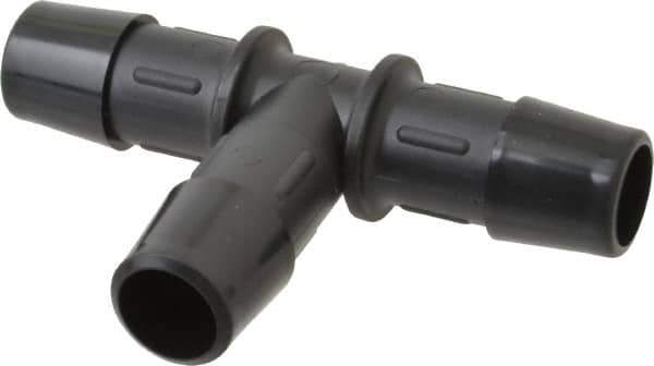 Made in USA - 1/2" Barb, Nylon Single Barbed Tube Tee - Black - Exact Tool & Supply
