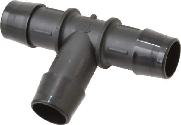 Made in USA - 3/4" Barb, Nylon Single Barbed Tube Tee - Black - Exact Tool & Supply