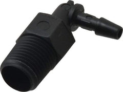 Made in USA - 1/8" Barb, 1/8, Nylon Single Barbed Tube Elbow - Black, Male - Exact Tool & Supply