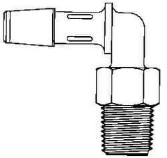 Made in USA - 3/8" Barb, 3/8, Nylon Single Barbed Tube Elbow - Black, Male - Exact Tool & Supply