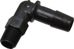 Made in USA - 3/8" Barb, 3/8, Nylon Single Barbed Tube Elbow - Black, Male - Exact Tool & Supply