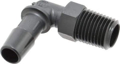 Made in USA - 3/8" Barb, 3/8, Nylon Single Barbed Tube Elbow - Black, Male - Exact Tool & Supply