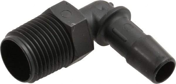 Made in USA - 3/8" Barb, 3/8, Nylon Single Barbed Tube Elbow - Black, Male - Exact Tool & Supply