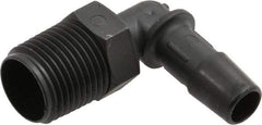 Made in USA - 3/8" Barb, 3/8, Nylon Single Barbed Tube Elbow - Black, Male - Exact Tool & Supply