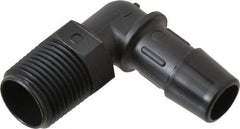 Made in USA - 1/2" Barb, 1/2, Nylon Single Barbed Tube Elbow - Black, Male - Exact Tool & Supply