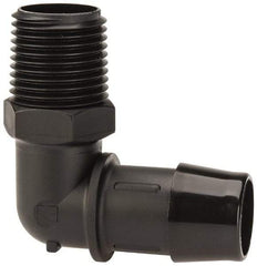 Made in USA - 3/4" Barb, 3/4, Nylon Single Barbed Tube Elbow - Black, Male - Exact Tool & Supply