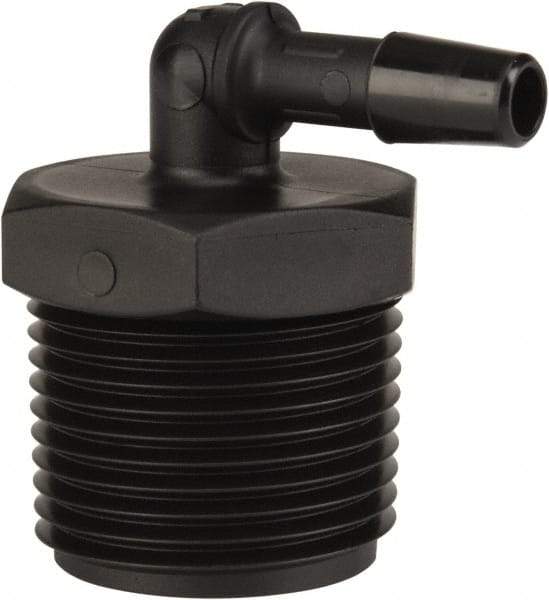 Made in USA - 1/4" Barb, 1/4, Nylon Single Barbed Tube Elbow - Black, Male - Exact Tool & Supply
