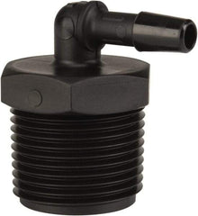 Made in USA - 1/4" Barb, 1/4, Nylon Single Barbed Tube Elbow - Black, Male - Exact Tool & Supply