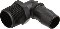 Made in USA - 3/4" Barb, 3/4, Nylon Single Barbed Tube Elbow - Black, Male - Exact Tool & Supply