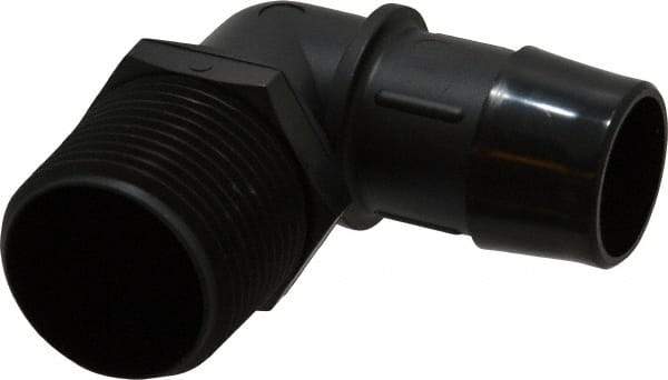 Made in USA - 1" Barb, 1, Nylon Single Barbed Tube Elbow - Black, Male - Exact Tool & Supply