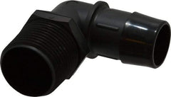 Made in USA - 1" Barb, 1, Nylon Single Barbed Tube Elbow - Black, Male - Exact Tool & Supply
