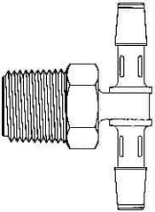 Made in USA - 3/8" Barb, 3/8, Polypropylene Single Barbed Tube Branch Tee - Natural, Male - Exact Tool & Supply