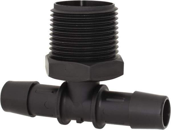 Made in USA - 1/2" Barb, 1/2, Nylon Single Barbed Tube Branch Tee - Black, Male - Exact Tool & Supply