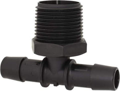Made in USA - 1/2" Barb, 1/2, Nylon Single Barbed Tube Branch Tee - Black, Male - Exact Tool & Supply