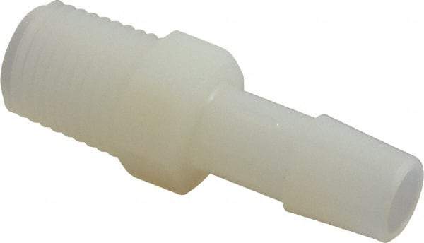 Made in USA - 3/8" Barb, 3/8, Nylon Single Barbed Tube Adapter - Natural, Male - Exact Tool & Supply