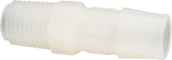 Made in USA - 1/2" Barb, 1/2, Nylon Single Barbed Tube Adapter - Natural, Male - Exact Tool & Supply
