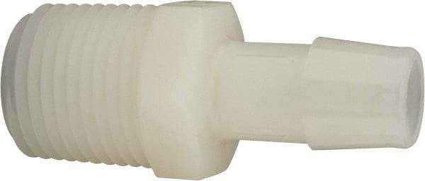 Made in USA - 1/2" Barb, 1/2, Nylon Single Barbed Tube Adapter - Natural, Male - Exact Tool & Supply
