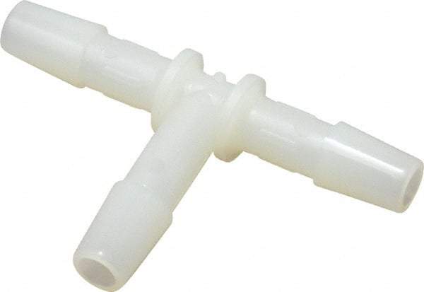 Made in USA - 1/4" Barb, Nylon Single Barbed Tube Tee - Natural - Exact Tool & Supply