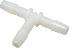 Made in USA - 1/4" Barb, Nylon Single Barbed Tube Tee - Natural - Exact Tool & Supply