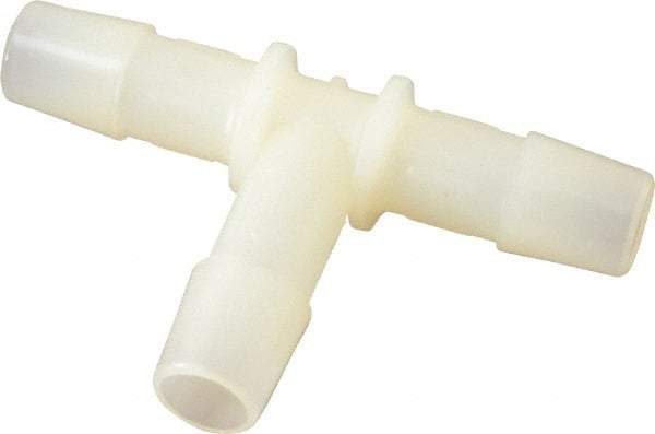 Made in USA - 3/8" Barb, Nylon Single Barbed Tube Tee - Natural - Exact Tool & Supply