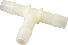 Made in USA - 3/8" Barb, Nylon Single Barbed Tube Tee - Natural - Exact Tool & Supply