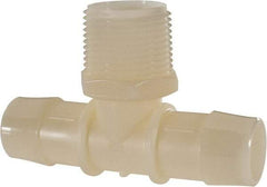 Made in USA - 1" Barb, 1, Nylon Single Barbed Tube Branch Tee - Natural, Male - Exact Tool & Supply