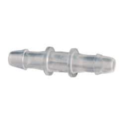 Made in USA - 3/32" Barb, Polypropylene Single Barbed Tube Splicer - Natural - Exact Tool & Supply
