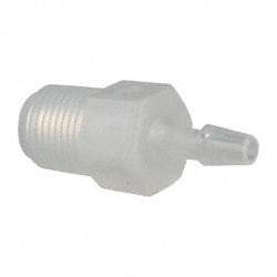 Made in USA - 1/8" Barb, 1/8, Polypropylene Single Barbed Tube Adapter - Natural, Male - Exact Tool & Supply
