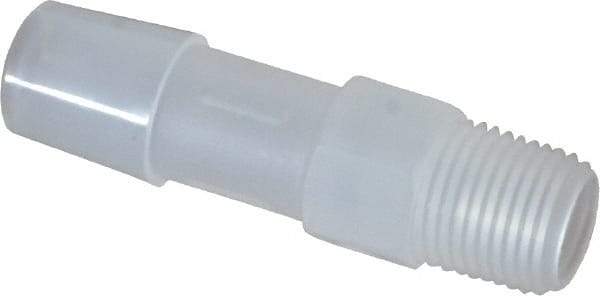 Made in USA - 3/8" Barb, 3/8, Polypropylene Single Barbed Tube Adapter - Natural, Male - Exact Tool & Supply