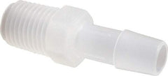 Made in USA - 3/8" Barb, 3/8, Polypropylene Single Barbed Tube Adapter - Natural, Male - Exact Tool & Supply