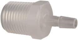 Made in USA - 1/4" Barb, 1/4, Polypropylene Single Barbed Tube Adapter - Natural, Male - Exact Tool & Supply